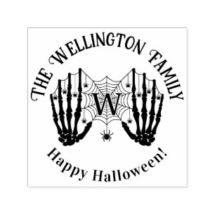 Skeleton Hands Spiderweb Ini Family Name Halloween Self-inking Stamp