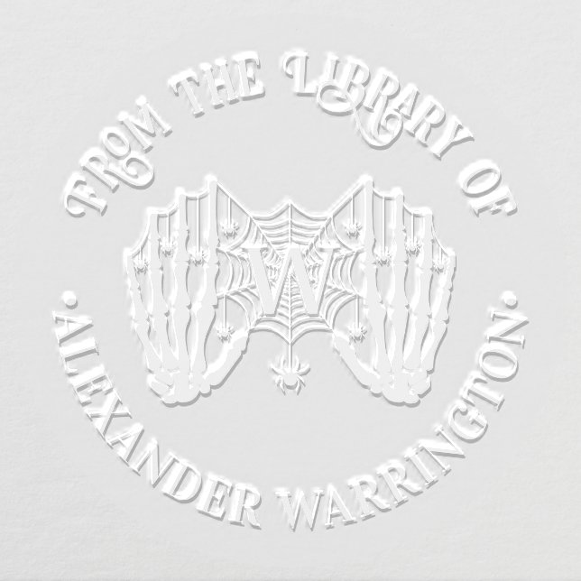 Skeleton Hands Spiderweb Library Book Name Initial Embosser (Design)