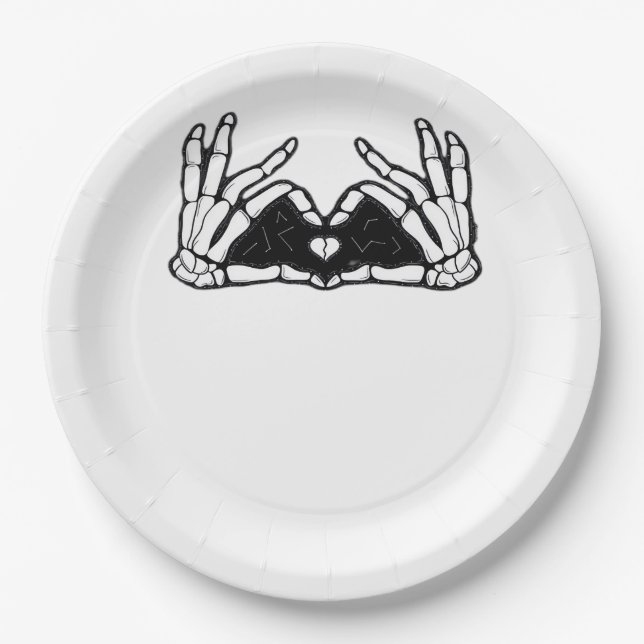 Skeleton Hands The Of A Heart  Paper Plates (Front)