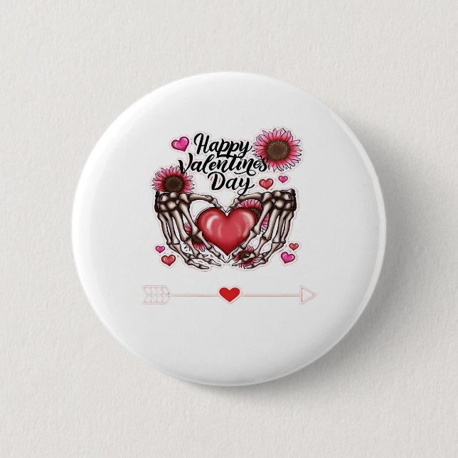Skeleton Hands Valentines Day Classic Style Button (Front)
