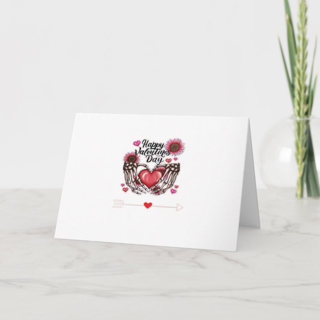 Skeleton Hands Valentines Day Classic Style Card (Front)