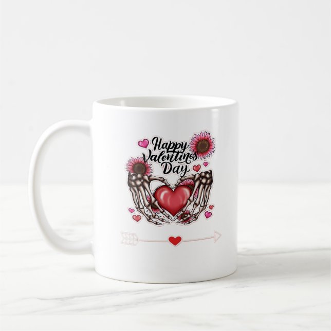 Skeleton Hands Valentines Day Classic Style Coffee Mug (Left)