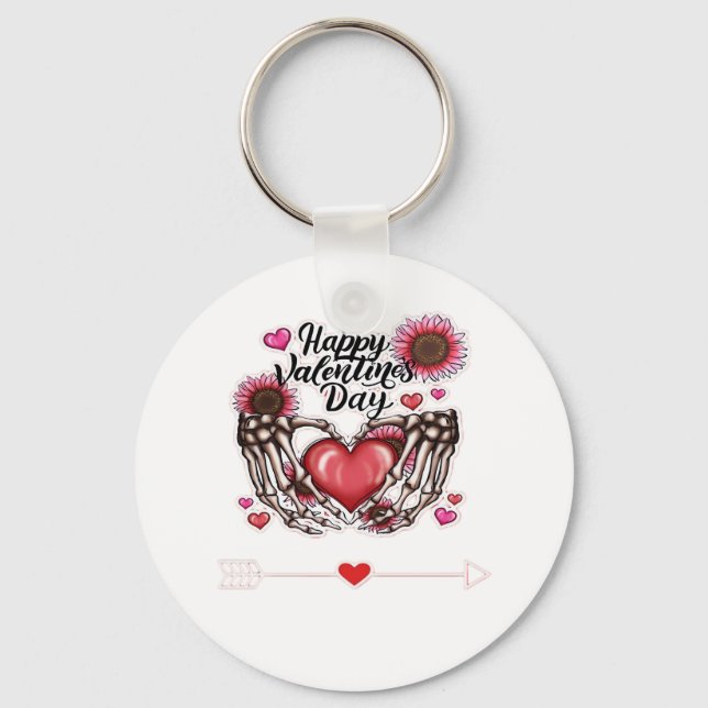 Skeleton Hands Valentines Day Classic Style Keychain (Front)