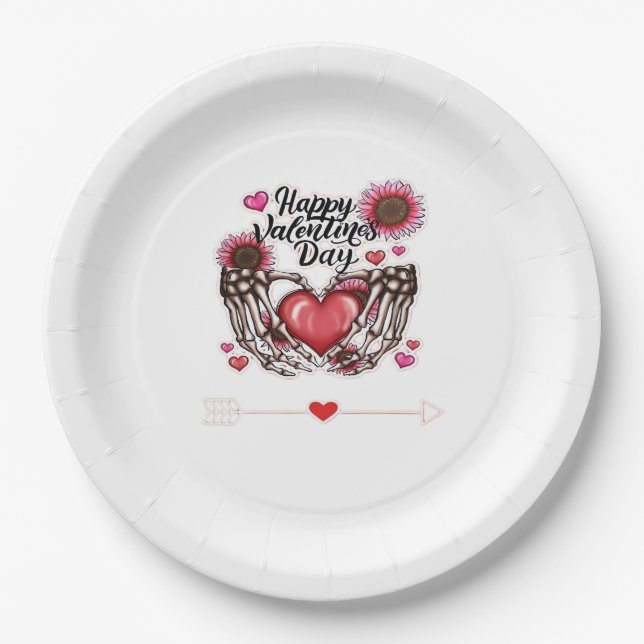 Skeleton Hands Valentines Day Classic Style Paper Plates (Front)