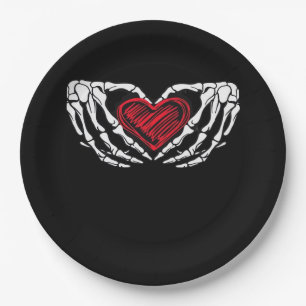 Skeleton Hands With Heart Classic Paper Plates