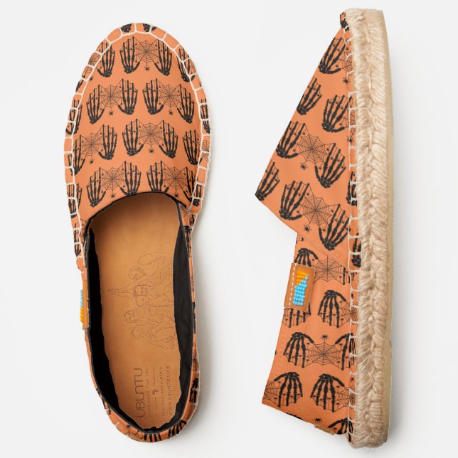 Skeleton Hands with Spiderwebs and Spiders Black Espadrilles (Side)