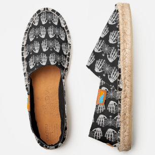 Skeleton Hands with Spiderwebs and Spiders White Espadrilles