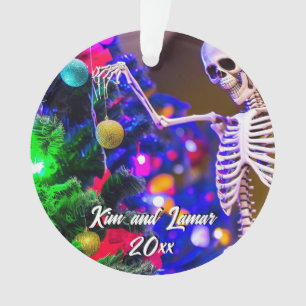Skeleton Hanging Colorful Ornaments Christmas