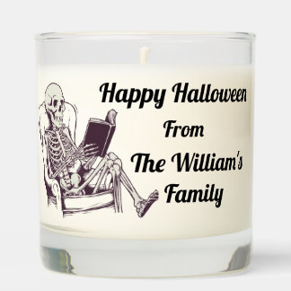 Skeleton - Happy Halloween Personalized Fall Decor Scented Candle