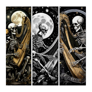 Skeleton & Harp Triptych