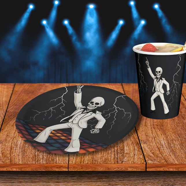 Skeleton Haunted Disco Halloween Party Paper Plates (Skeleton Haunted Disco Halloween Party Paper Plates)