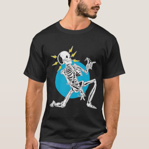 Skeleton Head Playing Acoustic Rock On His Guitar  T_Shirt