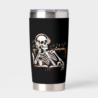 Skeleton Headphones Coffee Music Dark Aesthetic Insulated Tumbler