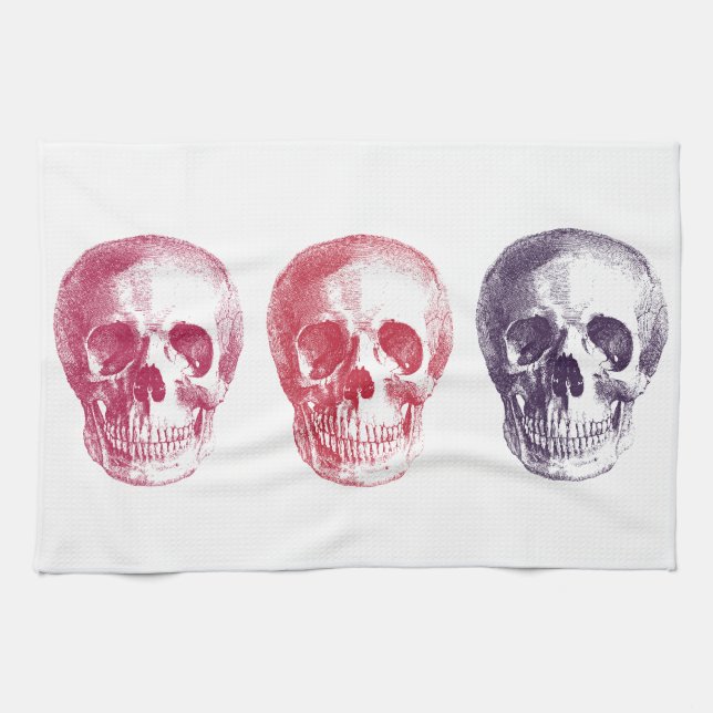 Skeleton Heads Kitchen Towel (Horizontal)