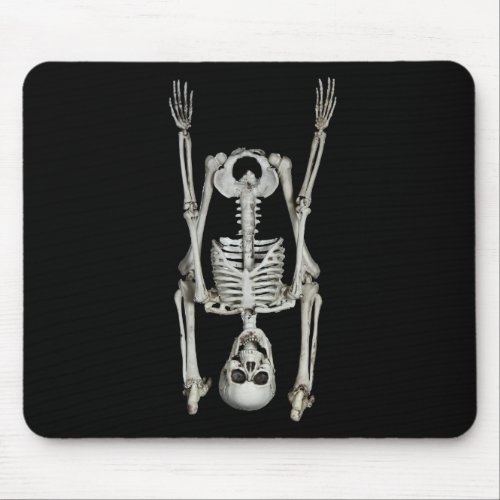 Skeleton Headstand On Black Mouse Pad
