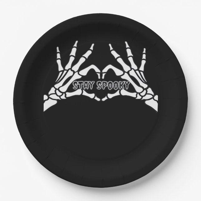Skeleton Heart And Hands Classic Design  Paper Plates (Front)