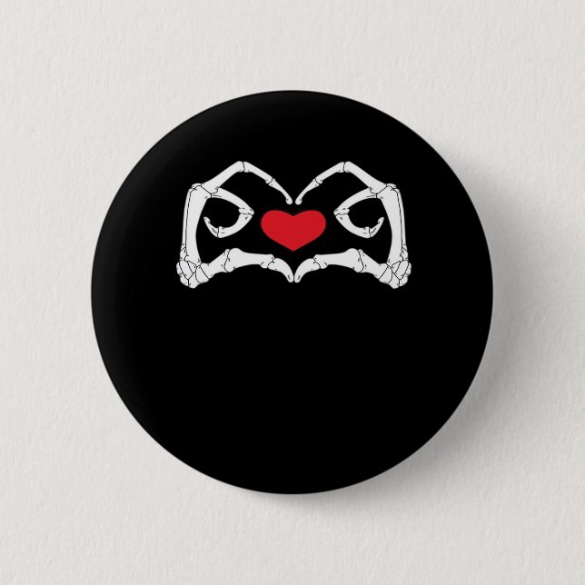 Skeleton Heart And Hands Funny Creative Style Button (Front)