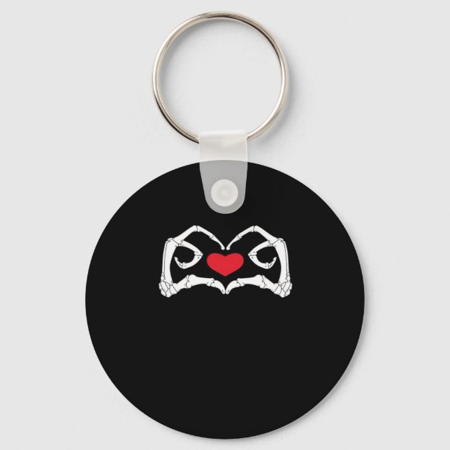 Skeleton Heart And Hands Funny Creative Style Keychain (Front)