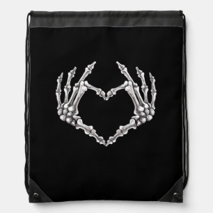 Skeleton Heart And Hands Gothic Halloween Costume Drawstring Bag