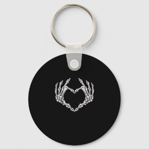 Skeleton Heart And Hands Gothic Halloween Costume Keychain