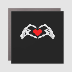 Skeleton Heart And Hands Meme Modern Aesthetic Car Magnet