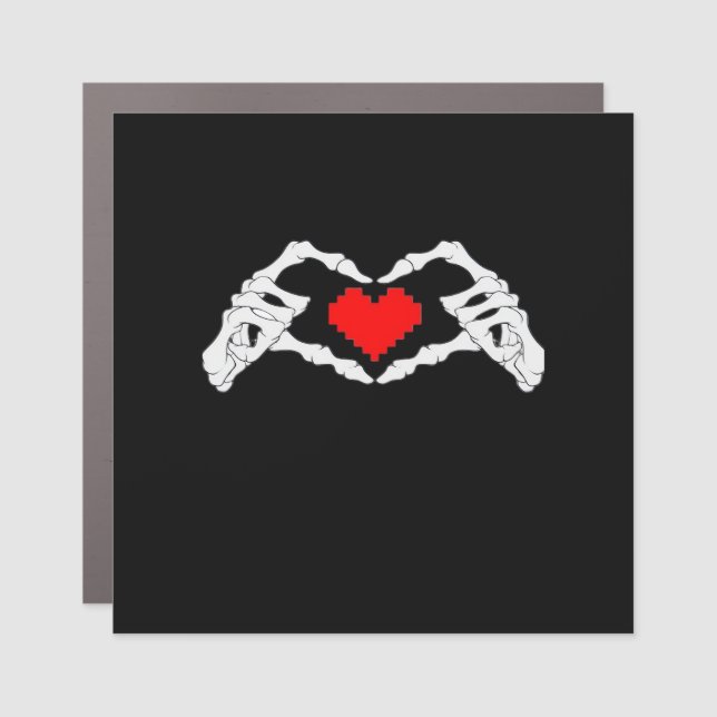 Skeleton Heart And Hands Meme Modern Aesthetic Car Magnet (Front)