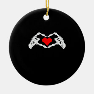 Skeleton Heart And Hands Meme Modern Aesthetic Ceramic Ornament