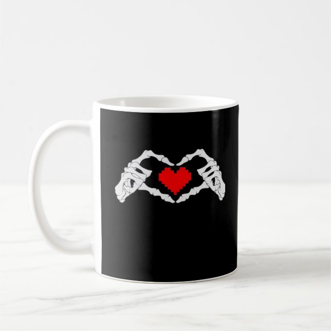 Skeleton Heart And Hands Meme Modern Aesthetic Coffee Mug (Left)