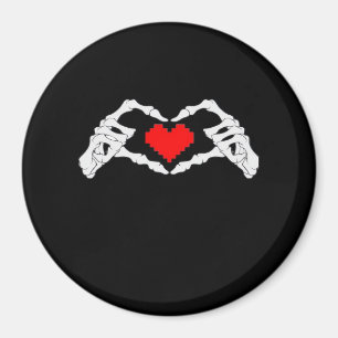 Skeleton Heart And Hands Meme Modern Aesthetic Magnet