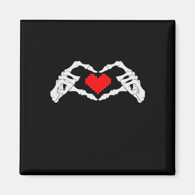 Skeleton Heart And Hands Meme Modern Aesthetic Magnet (Front)
