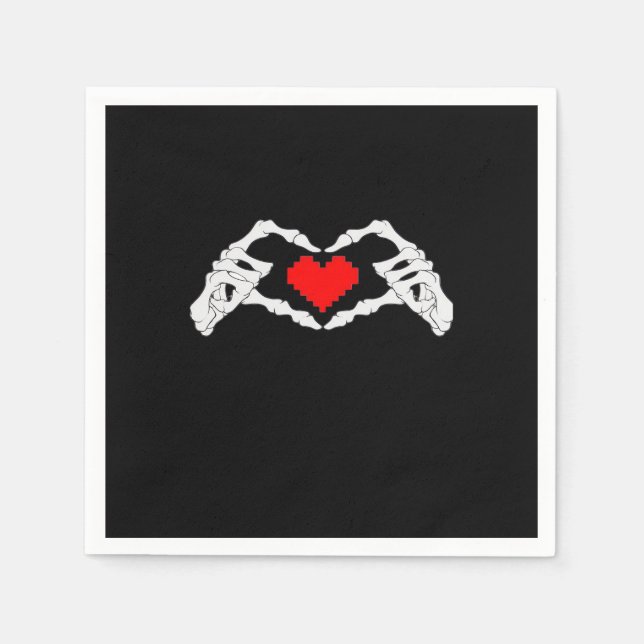 Skeleton Heart And Hands Meme Modern Aesthetic Napkins (Front)