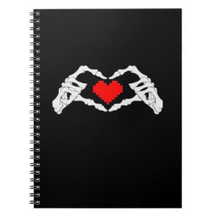 Skeleton Heart And Hands Meme Modern Aesthetic Notebook
