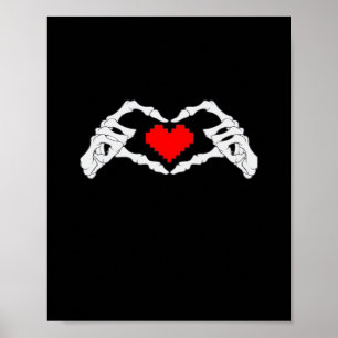 Skeleton Heart And Hands Meme Modern Aesthetic Poster