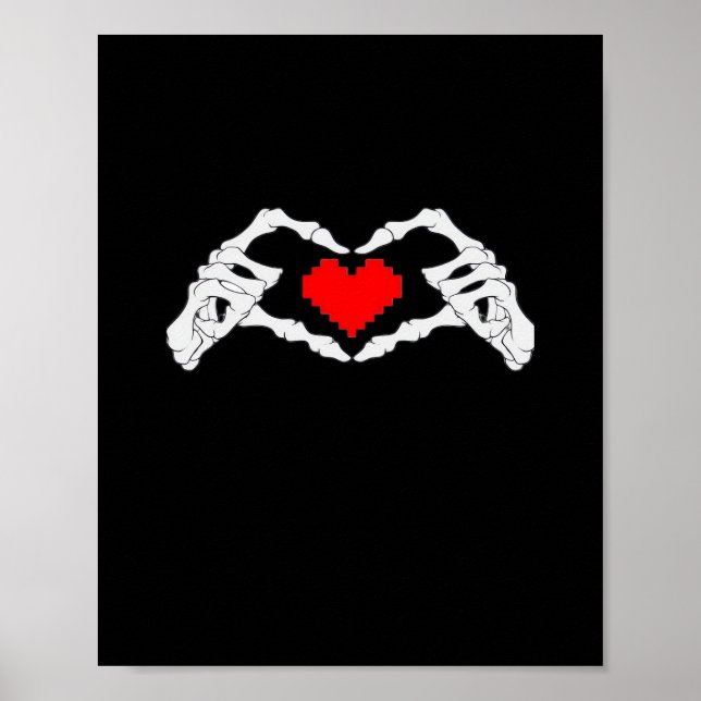 Skeleton Heart And Hands Meme Modern Aesthetic Poster (Front)