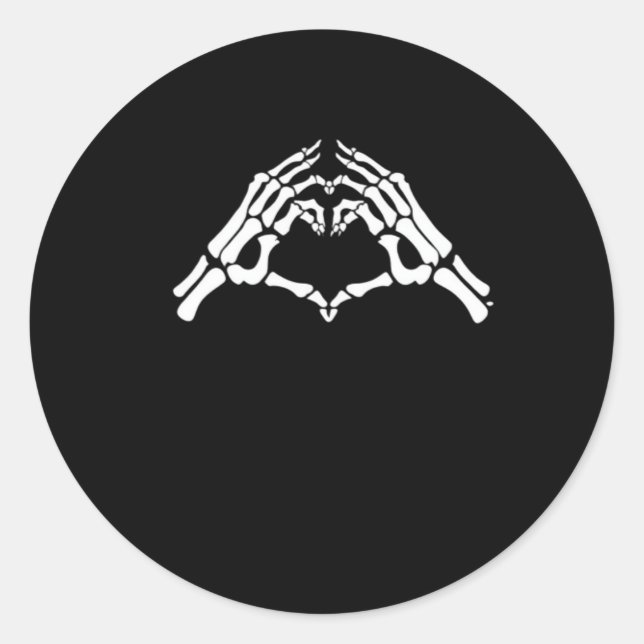 Skeleton Heart And Hands Sign Classic Round Sticker (Front)