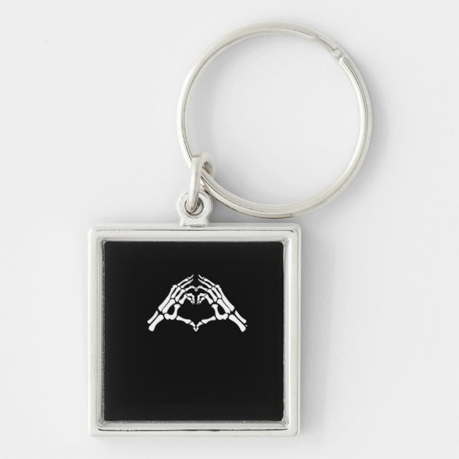 Skeleton Heart And Hands Sign Keychain (Front)