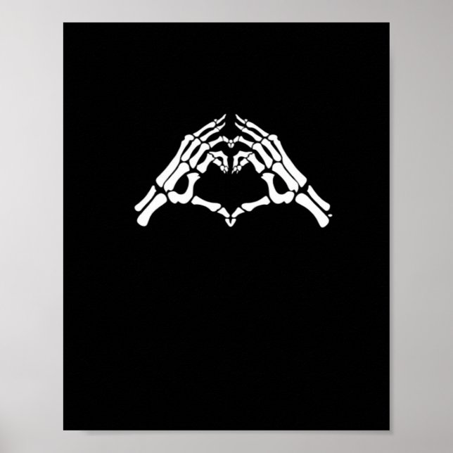 Skeleton Heart And Hands Sign Minimal Design (Front)