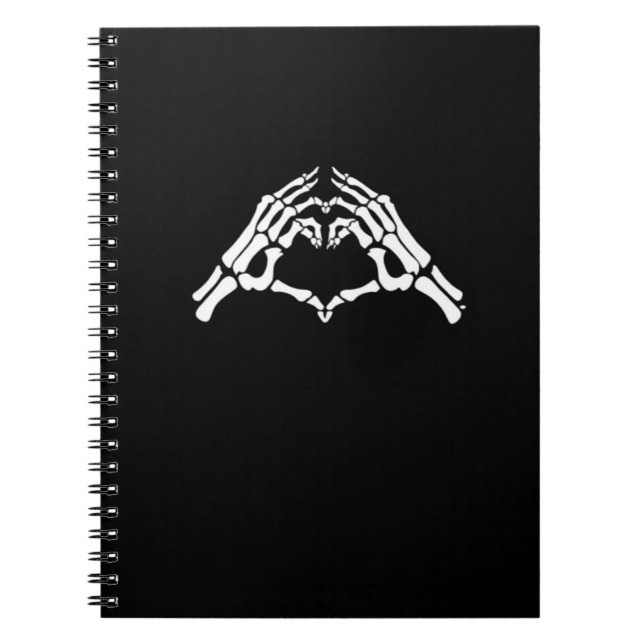 Skeleton Heart And Hands Sign Notebook (Front)