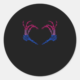 Skeleton Heart Bisexual Lgbt-Q Pride Skull Hand Classic Round Sticker