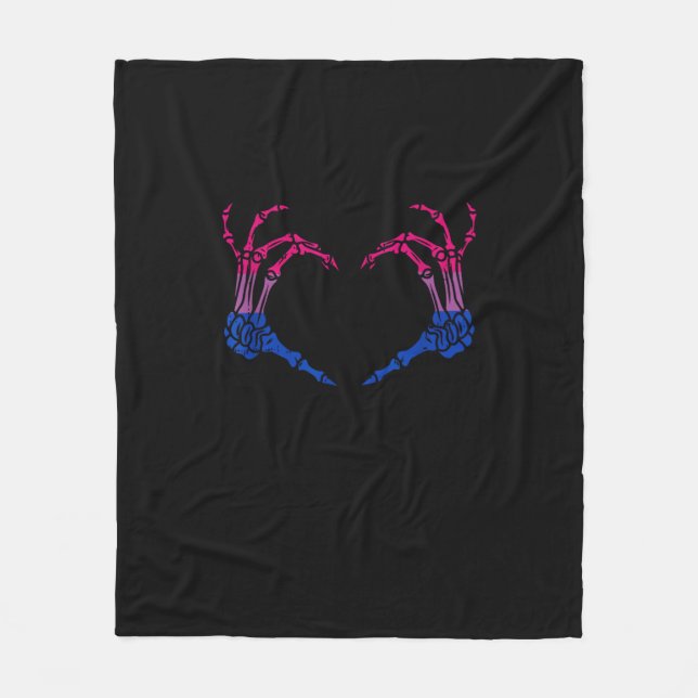 Skeleton Heart Bisexual Lgbt-Q Pride Skull Hand Fleece Blanket (Front)