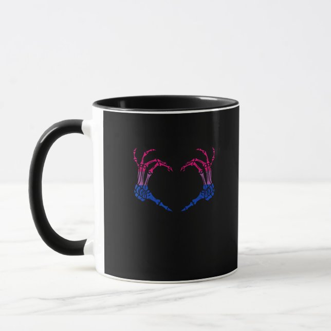 Skeleton Heart Bisexual Lgbt-Q Pride Skull Hand Mug (Left)