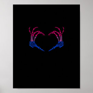 Skeleton Heart Bisexual Lgbt-Q Pride Skull Hand Poster