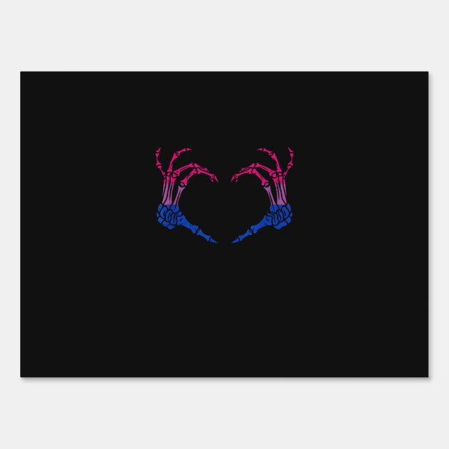 Skeleton Heart Bisexual Lgbt-Q Pride Skull Hand Sign (Front)