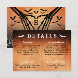 Skeleton Heart Goth Halloween Wedding Details Enclosure Card