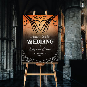 Skeleton Heart Goth Halloween Wedding Welcome Foam Board
