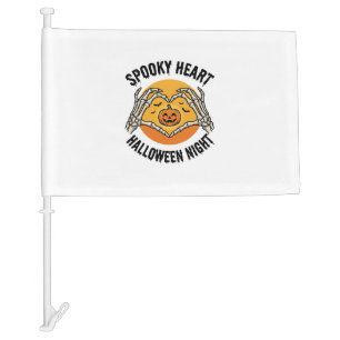 Skeleton Heart Halloween Vintage Hands Design_1 Car Flag