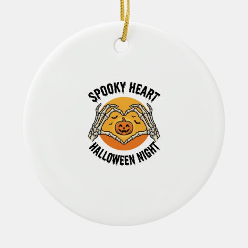 Skeleton Heart Halloween Vintage Hands Design_1 Ceramic Ornament