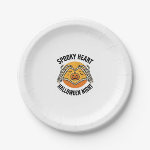 Skeleton Heart Halloween Vintage Hands Design_1 Paper Plates
