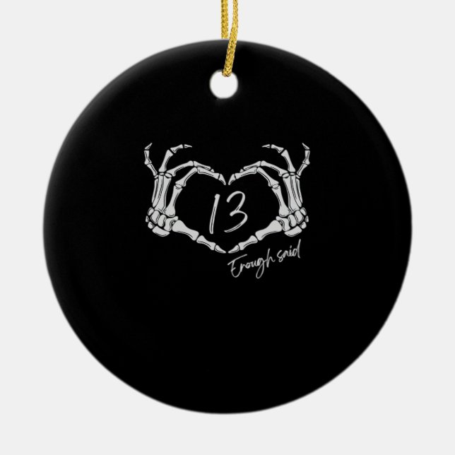 Skeleton Heart Hand Minimal Classic Design Ceramic Ornament (Front)