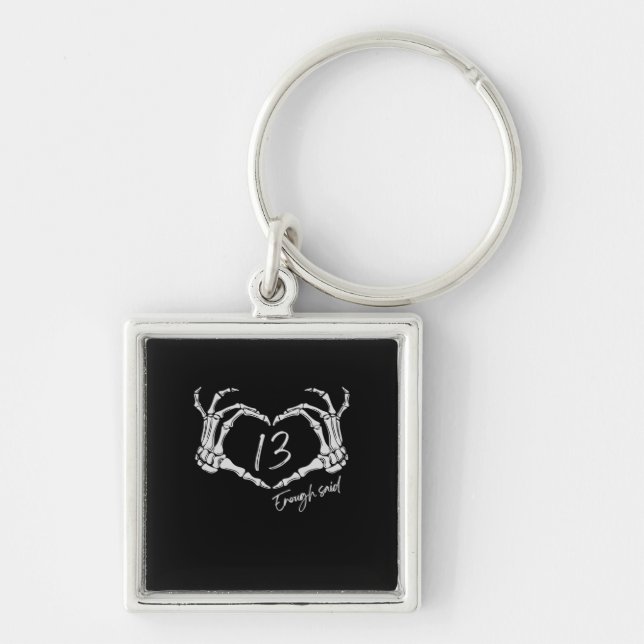 Skeleton Heart Hand Minimal Classic Design Keychain (Front)